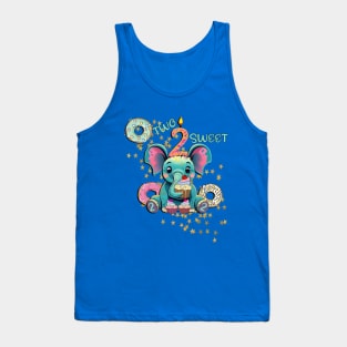 Kids Birthday 2 Year Old Two Sweet Cute Baby Elephant Tank Top